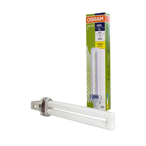 детальное изображение Лампа компактная люминесцентная DULUX S 9W/3000K G23 тёплый белый свет OSRAM 4099854123528